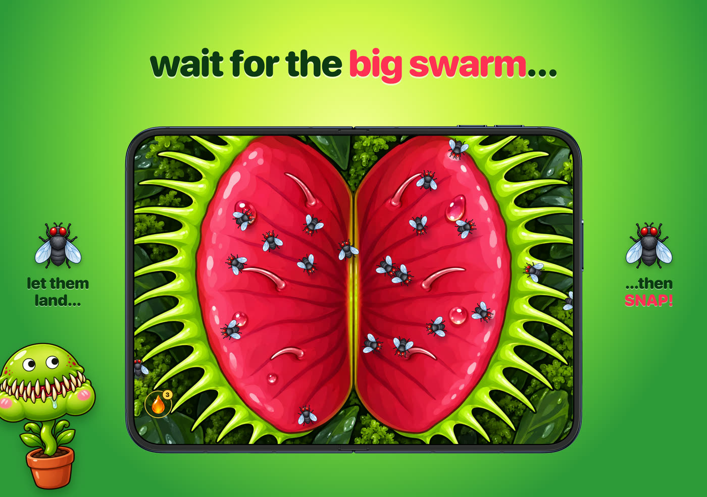 wait for the big swarm, let them land, then snap
