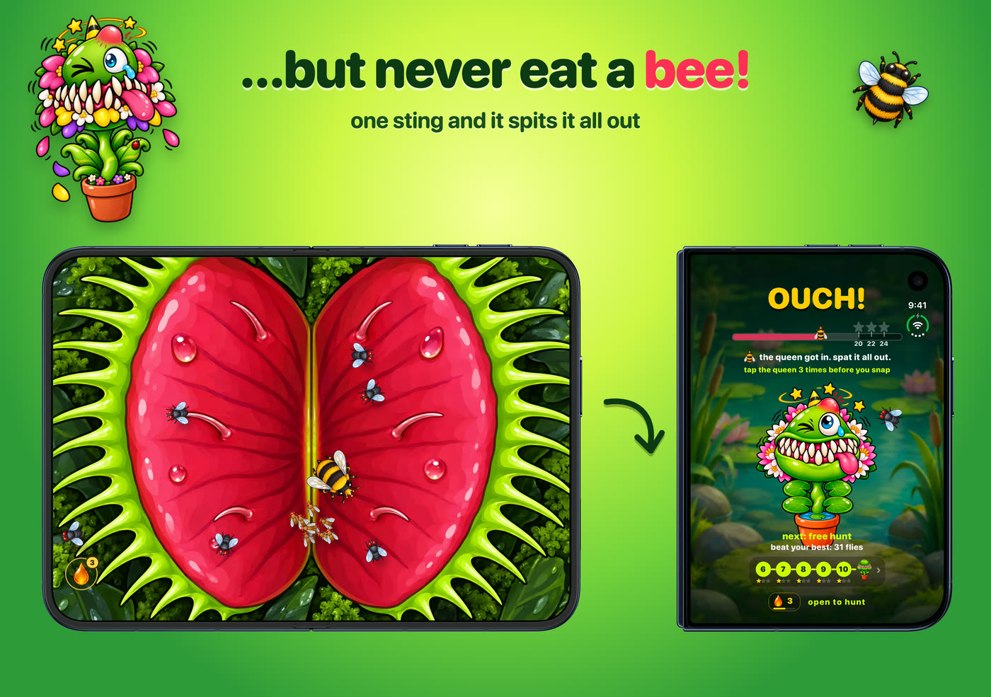 but never eat a bee: one sting and it spits it all out